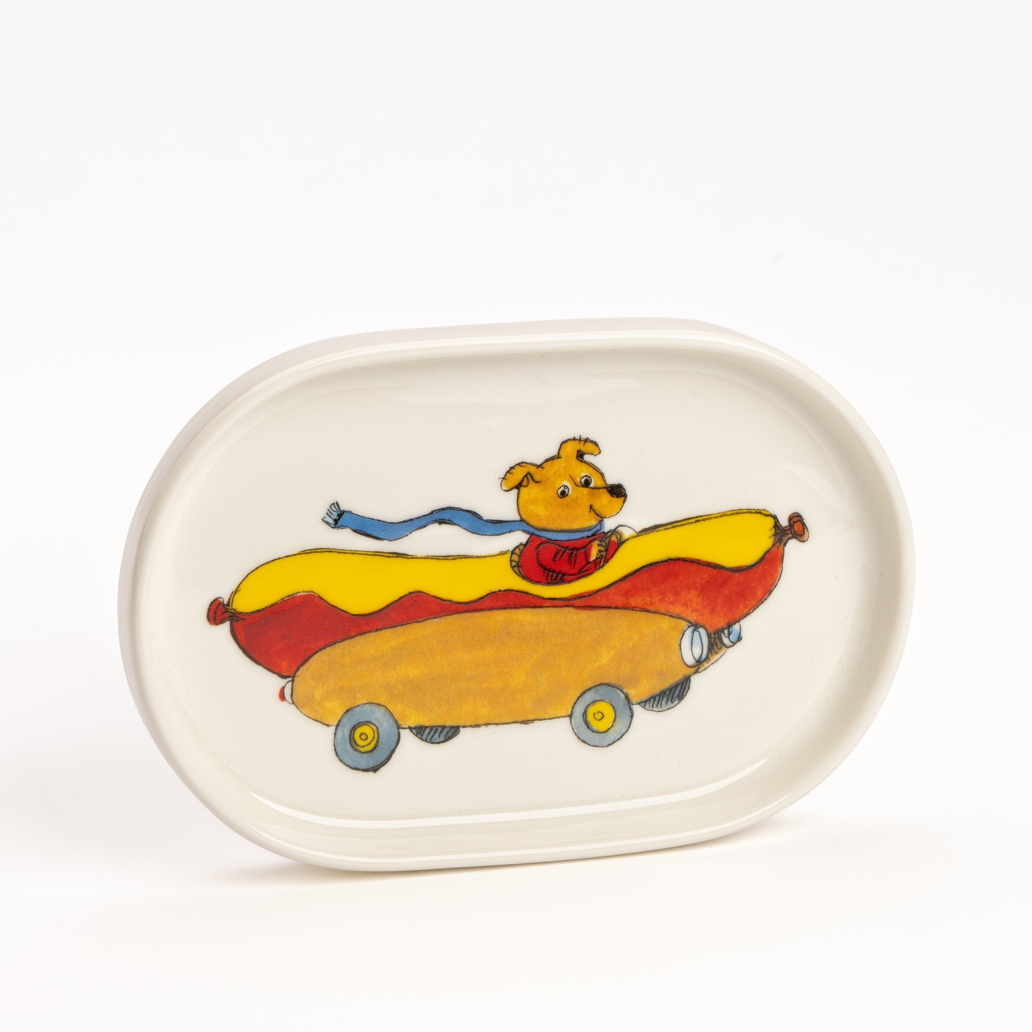 Magpie x Richard Scarry Hot Dog Car oval Trinket Dish