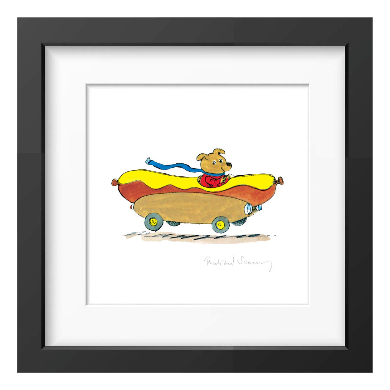 Richard Scarry Hotdog Car Framed Print