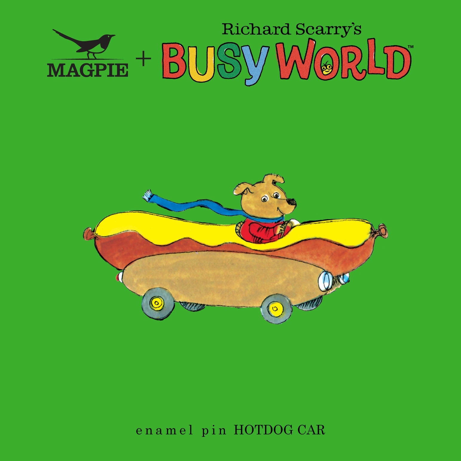 Magpie x Richard Scarry Hotdog Car Enamel Pin