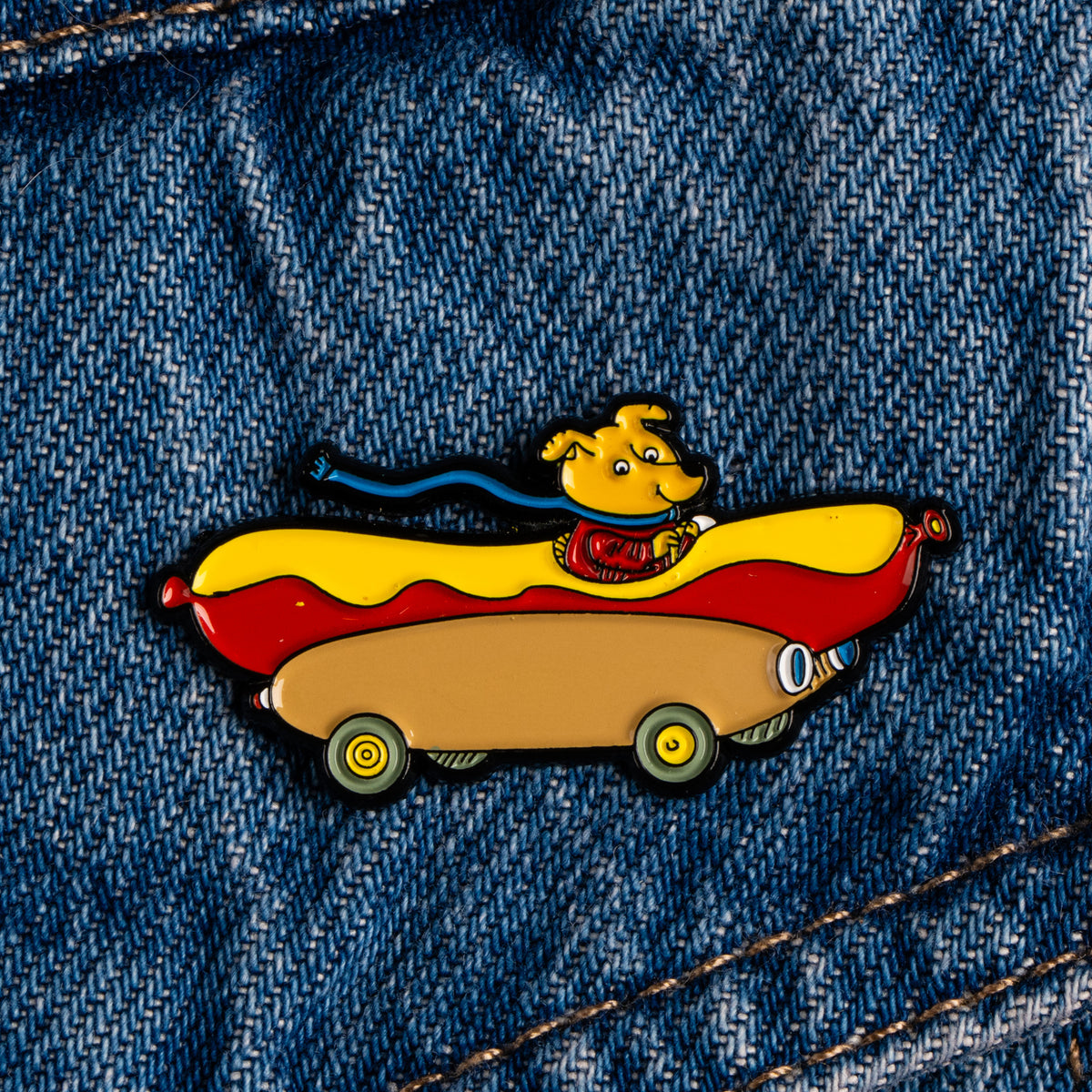 Magpie x Richard Scarry Hotdog Car Enamel Pin