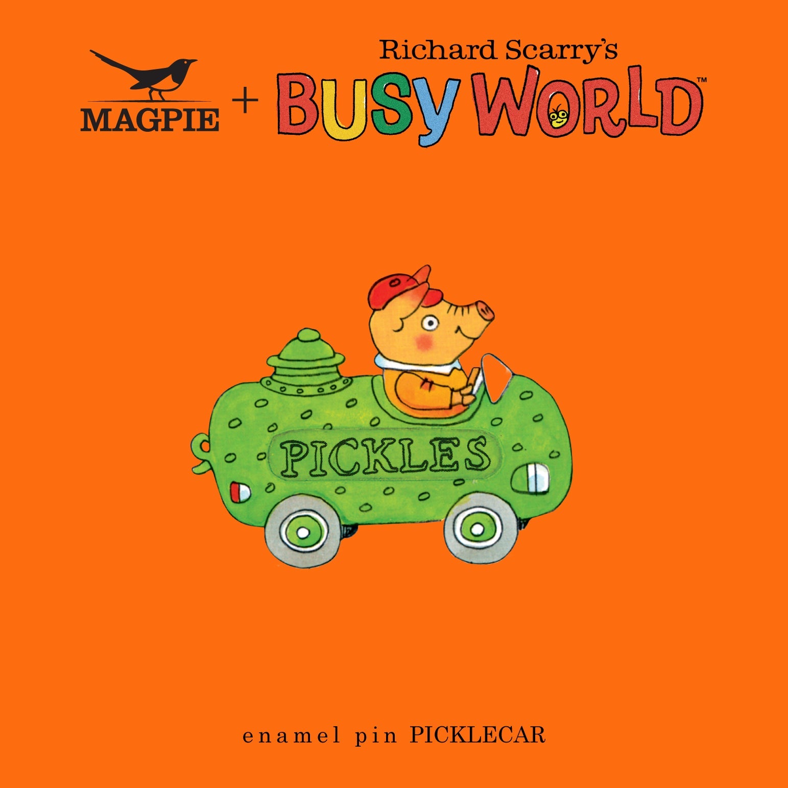 Magpie x Richard Scarry Picklecar Enamel Pin