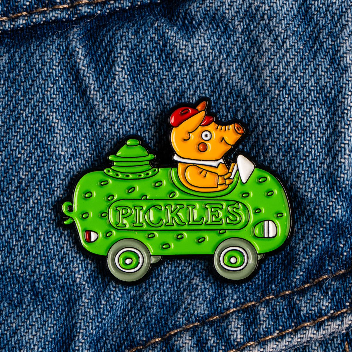 Magpie x Richard Scarry Picklecar Enamel Pin