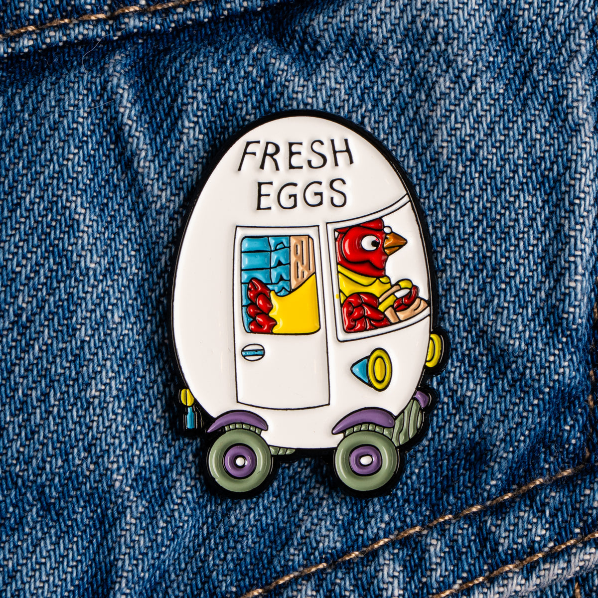 Magpie x Richard Scarry Egg Van Enamel Pin