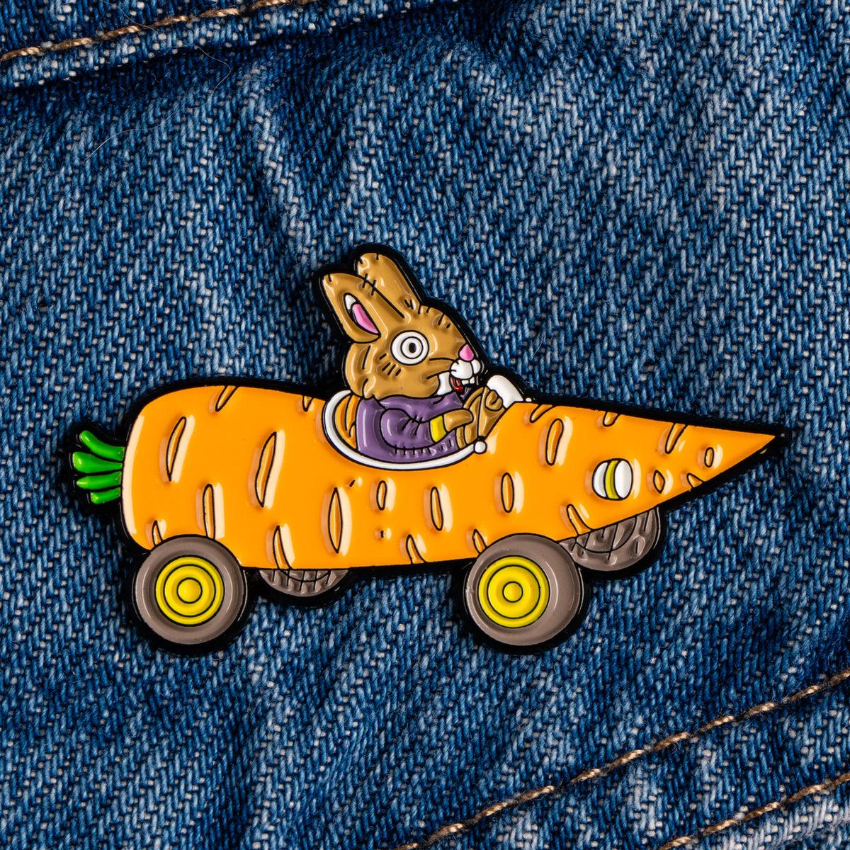 Magpie x Richard Scarry Carrot Car Enamel Pin