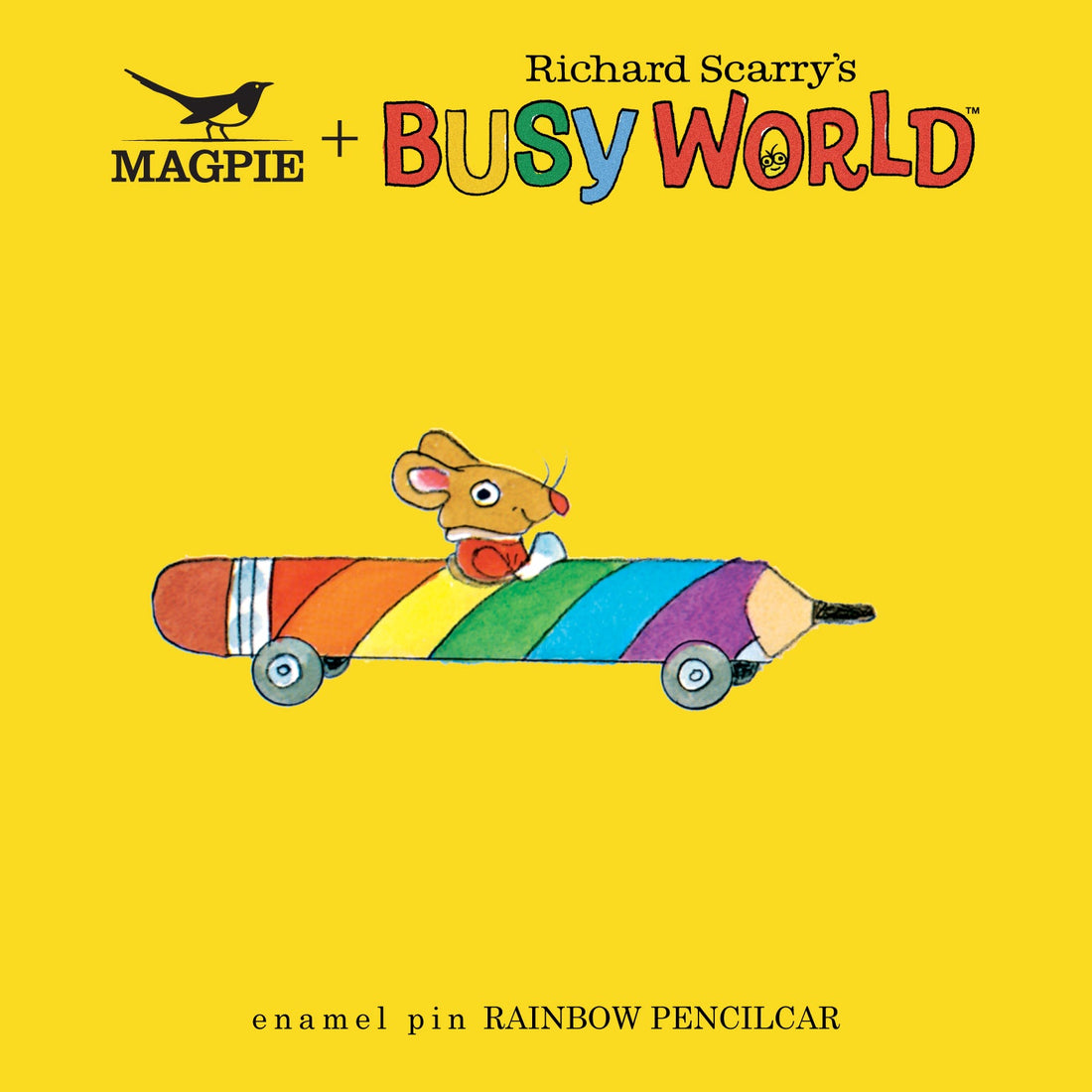 Magpie x Richard Scarry Rainbow Pencilcar Enamel Pin