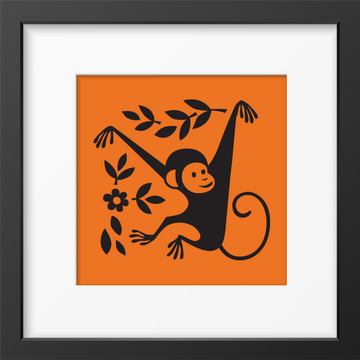 Hornsea Monkey Framed Print Orange