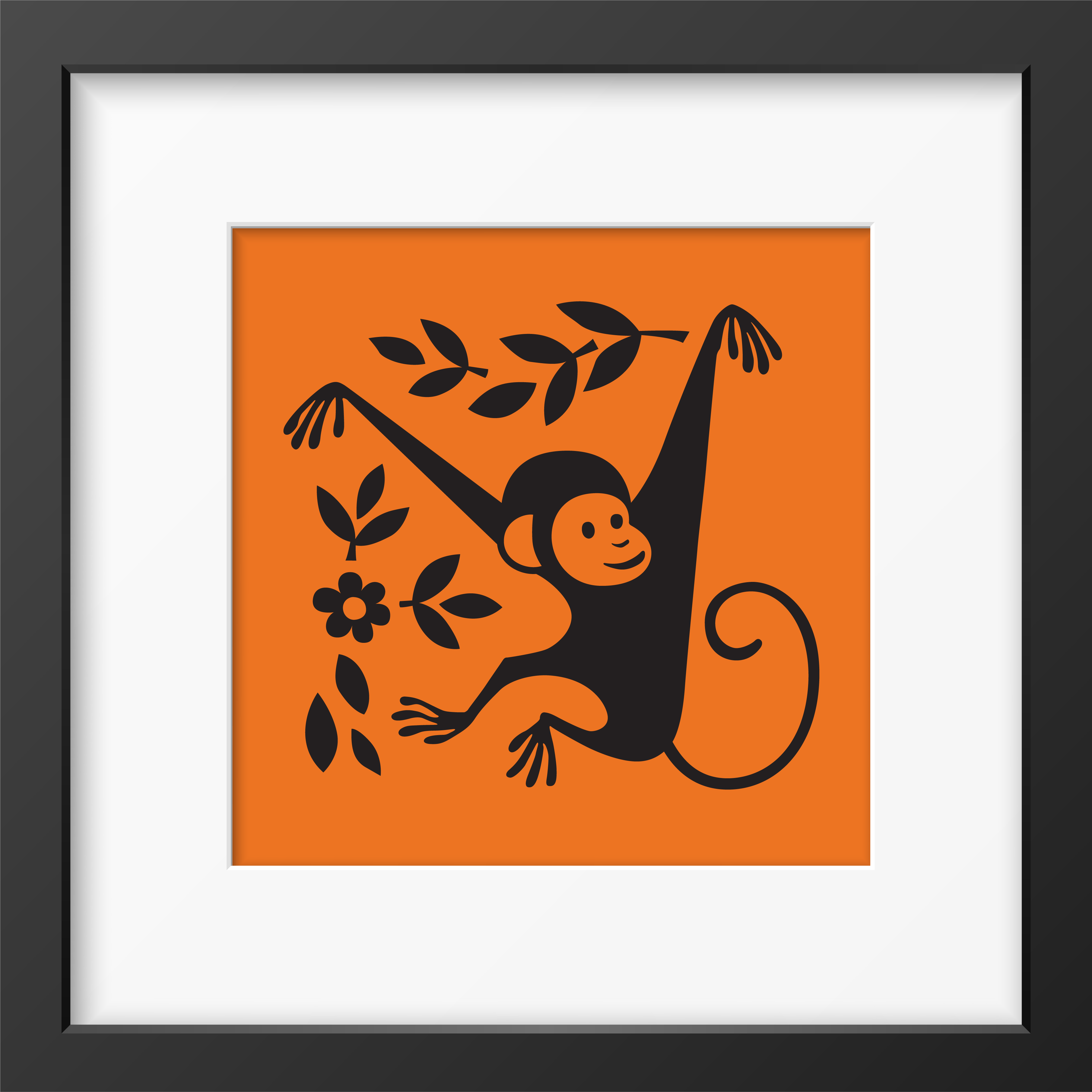 Hornsea Monkey Framed Print Orange