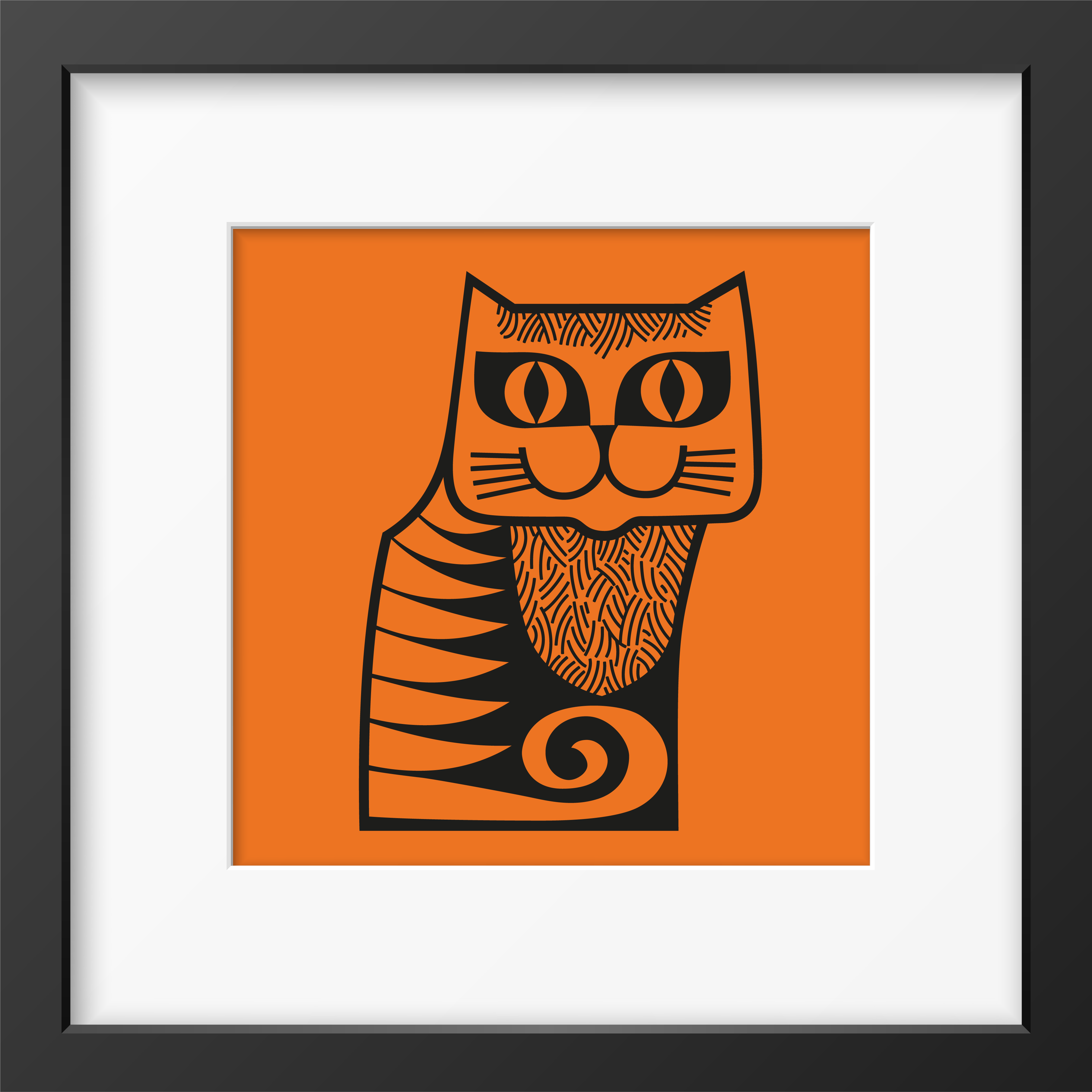 Hornsea Cat Framed Print Orange