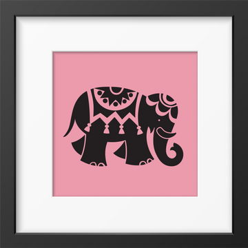 Hornsea Elephant Framed Print Pink